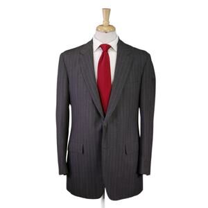 Southwick Vintage 70s 80s Gray Red Pinstripe 2-Btn Wool Suit 44L